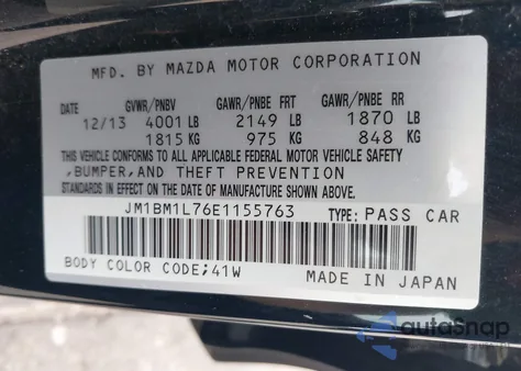 2014 Mazda 3 Touring из США, поврежденный, VIN JM1BM1L76E1155763